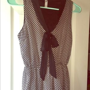 Black checkered professional dress with tied bow